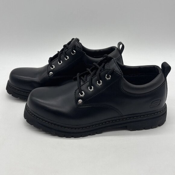 Skechers Alley Cat Leather Oxford Comfort Shoes Mens Size 10.5 US Black SN7111EW - Picture 4 of 15